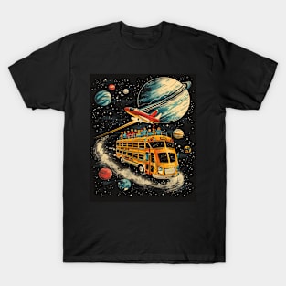 Galactic School Run: Vintage Space Bus Adventure Tee T-Shirt